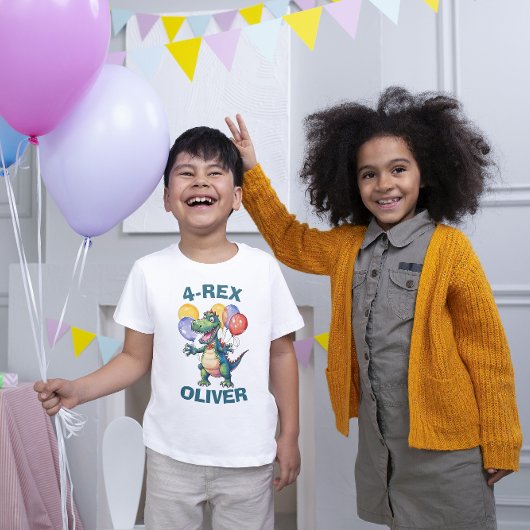 可愛いパーソナライズされた誕生日の恐竜Tシャツ トライブレンドTシャツ