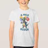 可愛いパーソナライズされた誕生日の恐竜Tシャツ トライブレンドTシャツ (正面)