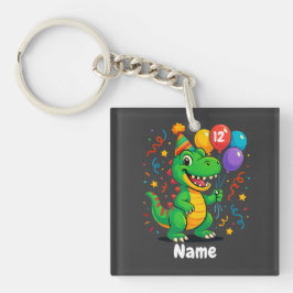 可愛いパーソナライズされた誕生日ディノキッズ キーホルダー
