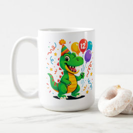 可愛いパーソナライズされた誕生日ディノキッズ コーヒーマグカップ