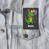 可愛いパーソナライズされた誕生日ディノキッズ 缶バッジ (インサイチュ)