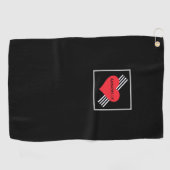 可愛いパーソナライズされた赤いハート名カッコいいシック ゴルフタオル (横)