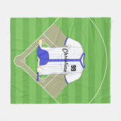 可愛いパーソナライズされた野球ブルー フリースブランケット (正面(横))