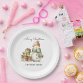 可愛いパーソナライズされた雪だるま&クリスマスプレゼント ペーパープレート (パーティー)