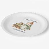 可愛いパーソナライズされた雪だるま&クリスマスプレゼント ペーパープレート (アングル)