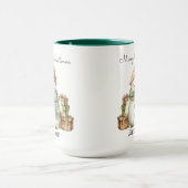 可愛いパーソナライズされた雪だるま&クリスマスプレゼント マグカップ (中央)