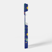 可愛いパーソナライズされた青い野花柄 iPhoneケース (左側面)