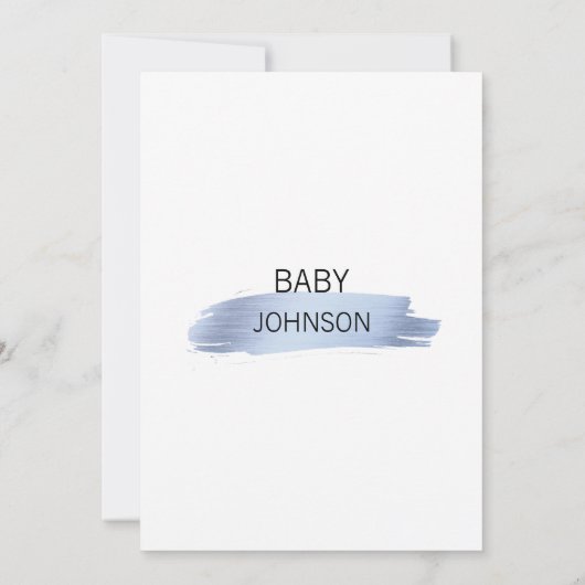 可愛いパーソナライズされた青金ゴールドホワイトボーイベビーシャワー 招待状 (裏面)