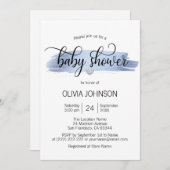 可愛いパーソナライズされた青金ゴールドホワイトボーイベビーシャワー 招待状 (正面/裏面)