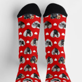 可愛いパーソナライズされた6枚のハート型ペットの写真 ソックス (上部)