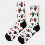 可愛いパーソナライズされた6枚のハート型ペットの写真 ソックス (左)