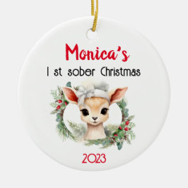 可愛いパーソナライズ可能な名前と陽気な日付クリスマス セラミックオーナメント