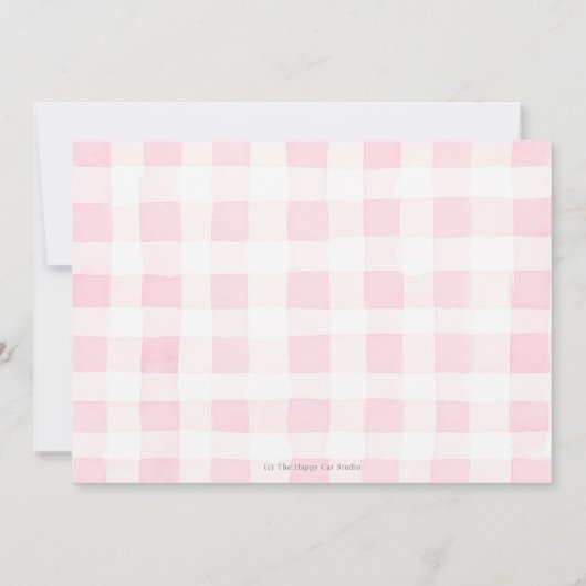 可愛いパーティー動物おもしろいが1歳の誕生日ピンク サンキューカード (裏面)