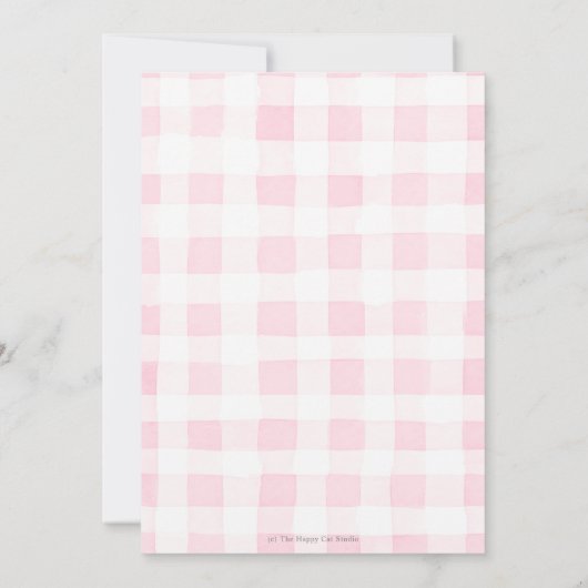 可愛いパーティー動物おもしろいが1歳の誕生日ピンク 招待状 (裏面)