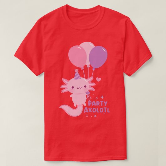 可愛いパーティー多くのAxolotlバルーン Tシャツ (デザイン正面)