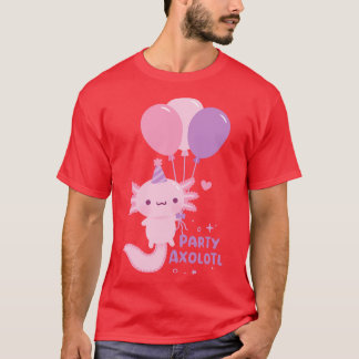 可愛いパーティー多くのAxolotlバルーン Tシャツ