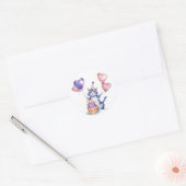 可愛いパープルキャットお誕生日ケーキバルーン – 誕生日 ラウンドシール (封筒)