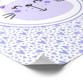 可愛いパープルキャット&薄紫ハートパーソナライズされた- Kids ポスター (角)