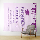 可愛いパープルシック卒業写真ブース背景 タペストリー (インサイチュ(横))