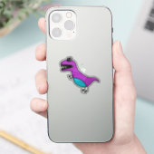 可愛いパープルダイナソーステッカー シール (スマートフォン)