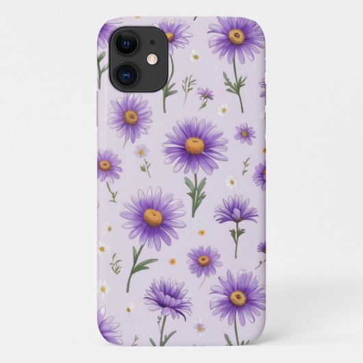 可愛いパープルデイジーのフラワーモチーフスマホケース Case-Mate iPhoneケース (裏面)