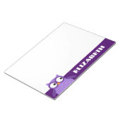 可愛いパープルフクロウ名前をカスタムするA19 ノートパッド (アングル)