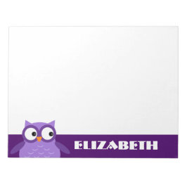 可愛いパープルフクロウ名前をカスタムするA19 ノートパッド