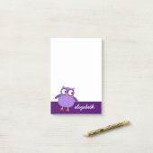 可愛いパープルフクロウ名前をカスタムするA37 ポストイット (デスク上)