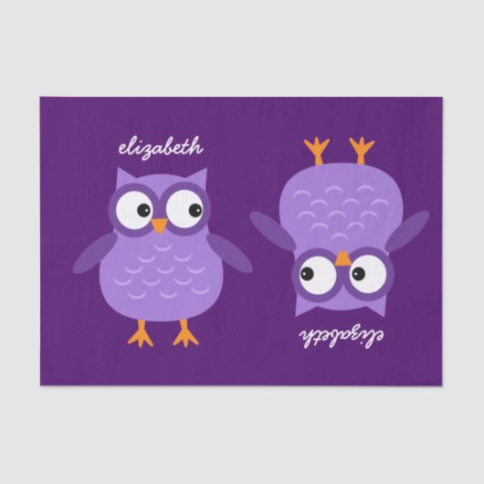 可愛いパープルフクロウ名前をカスタムするA39 薄葉紙 (正面)