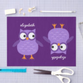 可愛いパープルフクロウ名前をカスタムするA39 薄葉紙 (クラフト)