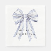 可愛いパープルホワイトリボン ブライダルシャワー スタンダードランチョンナプキン (正面)