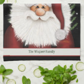 可愛いヒゲお洒落サンタパーソナライズされたクリスマス キッチンタオル (折り畳み)