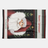 可愛いヒゲお洒落サンタパーソナライズされたクリスマス キッチンタオル (横)