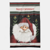 可愛いヒゲお洒落サンタパーソナライズされたクリスマス キッチンタオル (縦)