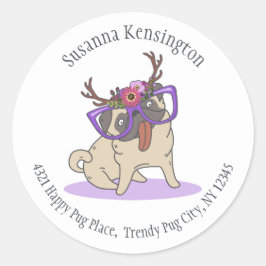 可愛いヒップスターボーホヒッピー大きな眼鏡アドレス ラウンドシール