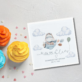 可愛いヒッポフライ飛行機&クラウド、最初の誕生日 スタンダードランチョンナプキン