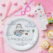 可愛いヒッポフライ飛行機&クラウド、最初の誕生日 ペーパープレート (パーティー)
