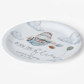 可愛いヒッポフライ飛行機&クラウド、最初の誕生日 ペーパープレート (アングル)