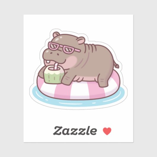 可愛いヒッポプールフロートココナッツを飲んで冷たい シール (シート)