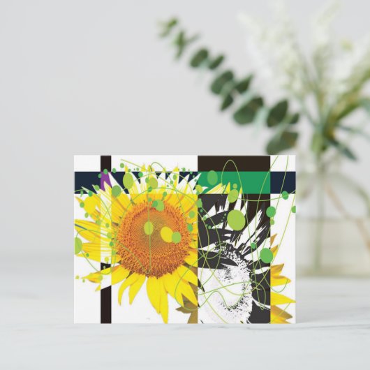 可愛いヒマワリユニーク – 家族に対するかわいいプレゼント シーズンポストカード (スタンド正面)