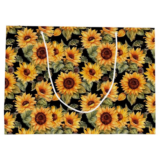 可愛いヒマワリ人気があるの模様 ラージペーパーバッグ (裏面)