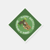 可愛いヒョウパーソナライズされたマンガの誕生日 スタンダードカクテルナプキン (角)