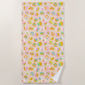 可愛いヒョウ柄チートスポット柄ピンク ビーチタオル (正面)