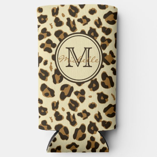 可愛いヒョウ柄 |モノグラムのクーラーボックス スリム缶クーラー (正面)