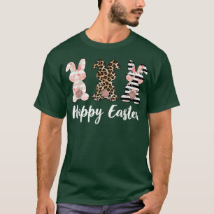 可愛いヒョウ格子柄うさぎバニー女性男性キッズハップ Tシャツ