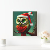 可愛いビクトリアンサンタクロウのクリスマス スクエア壁時計 (ホーム)