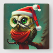 可愛いビクトリアンサンタクロウのクリスマス スクエア壁時計 (正面)