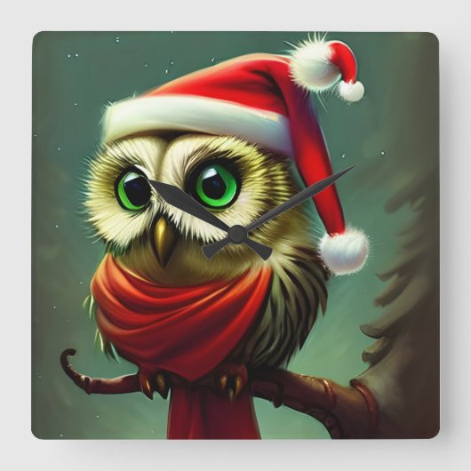 可愛いビクトリアンサンタクロウのクリスマス スクエア壁時計 (正面)