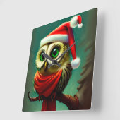 可愛いビクトリアンサンタクロウのクリスマス スクエア壁時計 (傾斜)