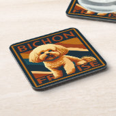 可愛いビコンフリースパピードッグレトロポスタースタイル コースター (左側)